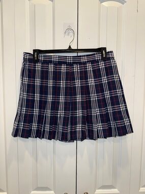 Navy Plaid Pleated Skirt - Classic Schoolgirl Style